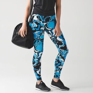 Lululemon Wunder Under Pant (Hi-Rise) Boom Bloom Beach Blanket Blue Ice Milk 6